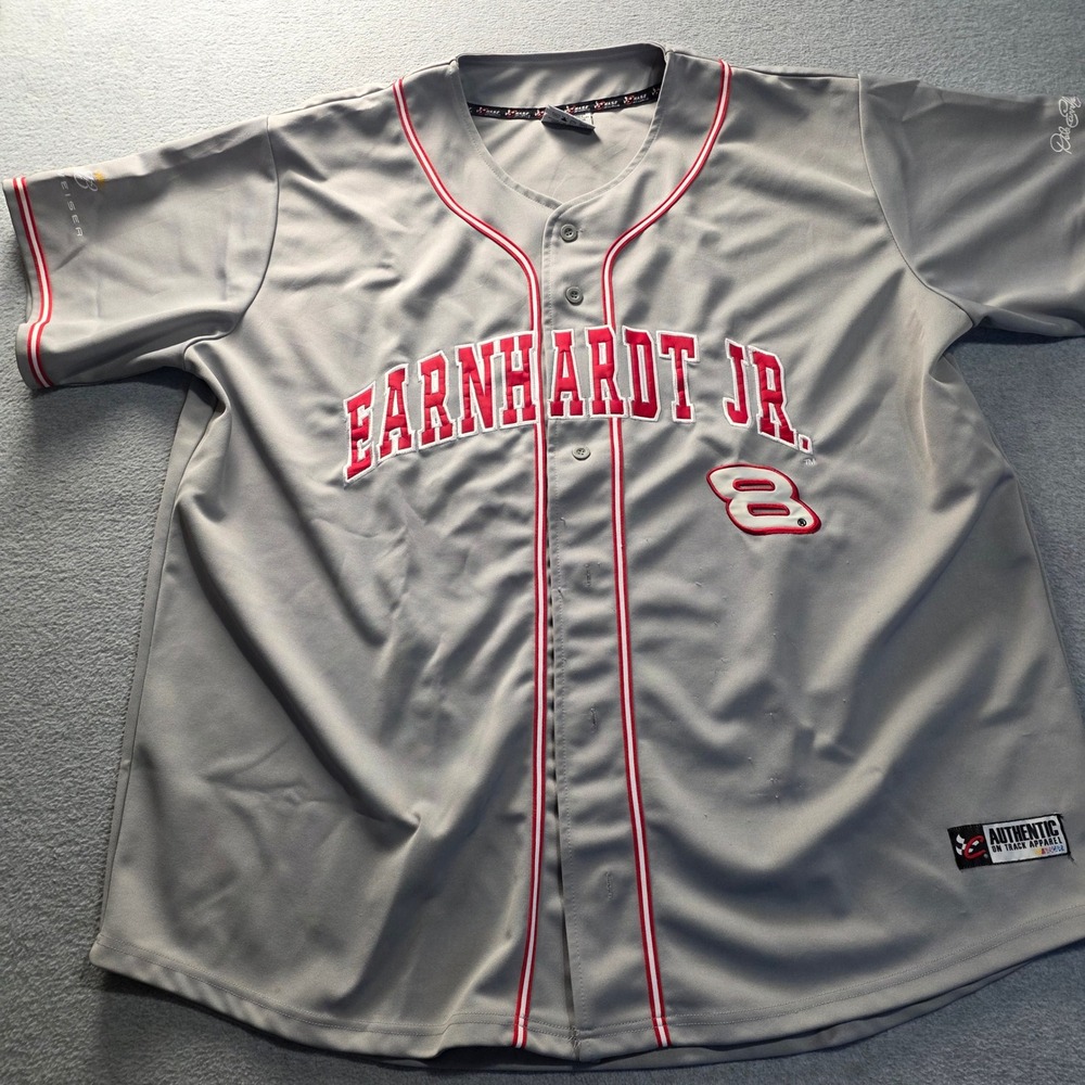 Dale Earnhardt Jr#8 Chase Authentics Mens 3XL Gray NASCAR Racing Baseball Jersey